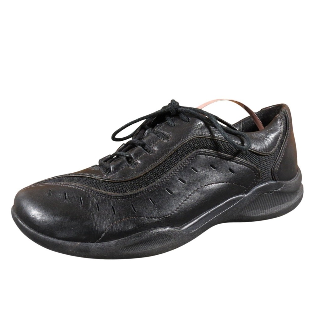 Clarks Wave Wheel Womens 7 Black Leather Walking Oxford Sneakers Supportive
